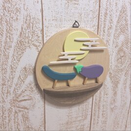 【受注制作】木製お正月リース 鶴と亀と鏡餅｜松竹梅の縁起飾り ⛩ 和モダンインテリア・迎春オブジェのコピー