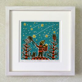 木版画「Little things－流星群」額付き