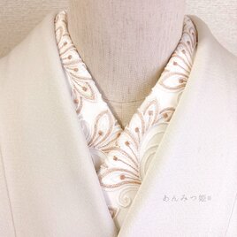 洗える刺繍半衿 ピンクゴールドの煌めき