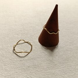 真鍮  ウェーブ華奢リング 2本セット / 波リング