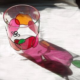 ふぞろい林檎のガラスポット　キャニスター　ステンドグラス風