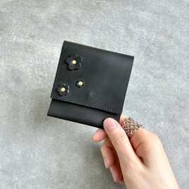 ◆甘すぎない♪ブルーミングフラワーの薄型財布◆  レディース　メンズ　プレゼント　ギフト　コンパクト　レザー　花