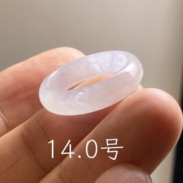 L18-29 アニバーサリーリング 氷糯種 白瓷 18.5号 ミャンマー産 A貨 本翡翠 くりぬき リング