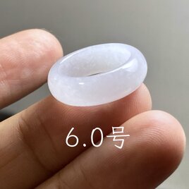L18-32 ピンキーリング 氷糯種 白瓷 6.0号 ミャンマー産 A貨 本翡翠 くりぬき リング
