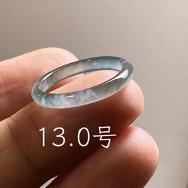 L18-34 細身 アニバーサリーリング 氷種 13.0号 グアテマラ産 A貨 本翡翠 くりぬき リング