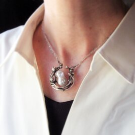 【一点もの】バロックパールのシルバーネックレス（シルバー950 / ペンダント）　(No.6072)
