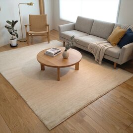 近日入荷予定】夏は涼しく冬は暖かい天然ラグ 無染めのウール　約200x140㎝　アイボリー　PLAIN
