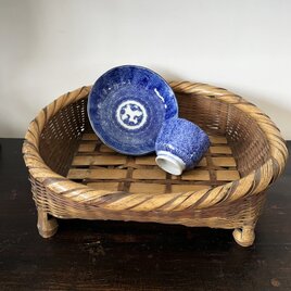 印判微塵唐草　なます皿　そば猪口　一組　　　yk309