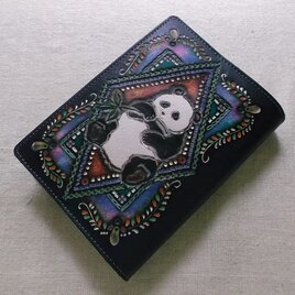 文庫サイズブックカバー 刻印、拭き染め 牛革