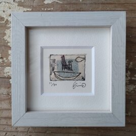 ミニ銅版画『舟と馬』