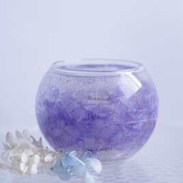 紫陽花一輪を閉じ込めたボタニカルキャンドルホルダー｜ 一点もの・香り選択・LED対応