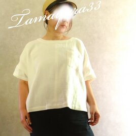 『ダブルガーゼの涼しいTシャツ 』   半袖　/コットンリネン ダブルガーゼ　プルオーバー　白
