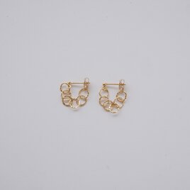 14kgf 華奢チェーンピアス キャッチ一体型 フープピアス 上品 - 輪シリーズ -