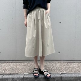 【大人リラックス・新作】軽量撥水速乾/紫外線対策UVカット！総ゴムフレアタックギャザースカート（ベージュ）26015BG