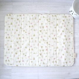 犬用・猫用フードマット　Lサイズ　コットン　洗える　キルト　食事マット　ランチョンマット　小型犬　ペット　ギフト　No.445
