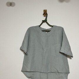 五分袖Tシャツ　布帛　ベルギーリネン　フロスティグレー　生地の森
