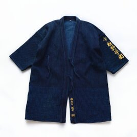 藍染 剣道着 二重織 漢字 刺繍 綿100% 日本製 ジャパンヴィンテージ 武州一