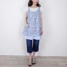 [予約販売] デイリーエプロンチュニック ［くまさんと風船・ブルー］