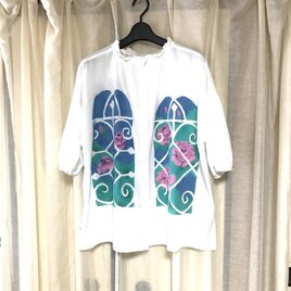 ロウケツ染ブラウス　マイ　ガーデン
