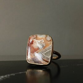 クレイジーレースアゲート 真鍮リング