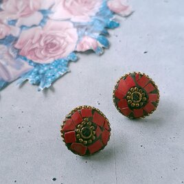 stone inlay round ヴィンテージピアス