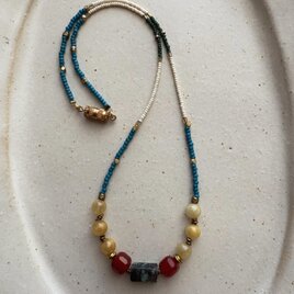 classical,cute, necklace ・クリソコラと赤瑪瑙