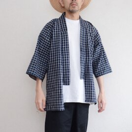希少 格子模様 野良着 藍染 木綿 昭和初期〜中期 ジャパンヴィンテージ｜ハンドメイド・リメイク素材