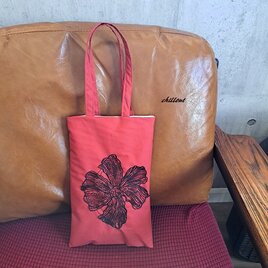 【sale】【トートバッグ】レッド×ブラックフラワーレース【0862】