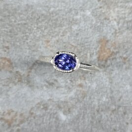 タンザナイト　0.71ct　OVカット　ミル爪　シルバーSV925リング