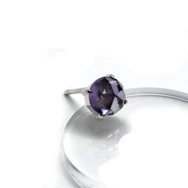ローズカットアメジストピアス｜シルバー925 片耳用｜メンズ