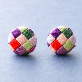 花あそび｜絽ざしピアス 1.6cm 国産絹糸 手刺繍 和モダン