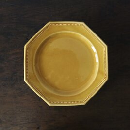 ピション PICHON 黄釉 オクトゴナル 平皿 アンティーク b 0501131