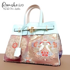 ア*ア様 着物帯と本革のリメイクバッグ◆remake.829◆プロモーション販売 30サイズ#103◇着物帯と本革のリメイクバッグ◇remake.829 日本職