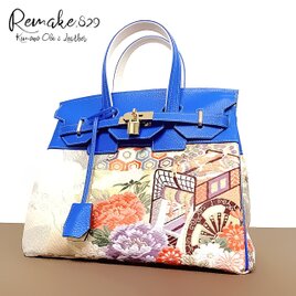 30サイズ#77◇着物帯と本革のリメイクバッグ◇remake.829 日本職