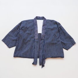 野良着 カットオフ 短丈｜木綿 縞模様｜ジャパンヴィンテージ｜ハンドメイド リメイク素材