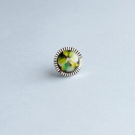 丸カトレア 【Yellow】 七宝焼のタイタック ラペルピン  ピンバッジ 純銀張有線七宝