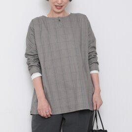 アウトレット　Gender-free tops / lightgray checked pattern