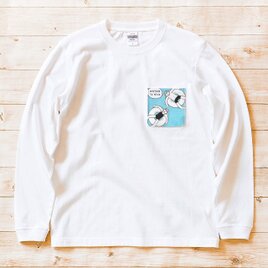 長袖ポケット付Tシャツ『ウォーターイズナイス』男女兼用 ロンT ホワイト