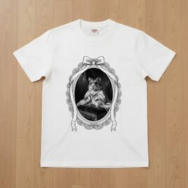 ロボロフスキーハムスター半袖Tシャツ ルネサンス風モノクロ ホワイト 男女兼用