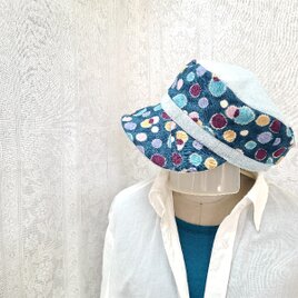 魅せる帽子☆【New Design!!】 大きいブリムのキャスケット～ミント&ドット