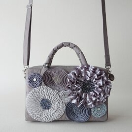 gray ribbon flower mini 2way bag