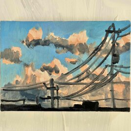 原画　油彩「朝の風景　2026613-2」絵画・サムホールサイズ （16×23㎝）アート・キャンバス