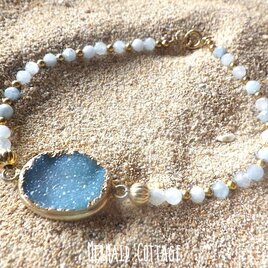 Ocean Druzy　アクアマリン ビーチブレスレット / 14KGF