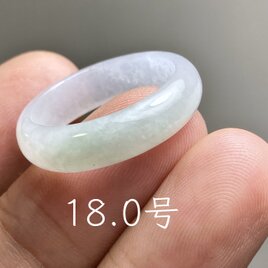 L18-72 氷糯種 薄白緑 18.0号 ミャンマー産 A貨 本翡翠 くりぬき リング