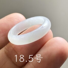 L18-76 氷糯種 白瓷 18.5号 ミャンマー産 A貨 本翡翠 くりぬき リング