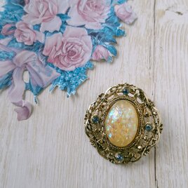 aurora confetti blue rhinestone victorian ヴィンテージブローチ