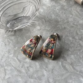 P797-ヴィンテージピアス U.S.A. 1980's  Multicolor Marble Enamel