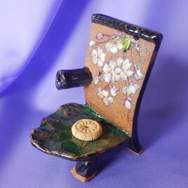 釉描彩桜図飾りイス