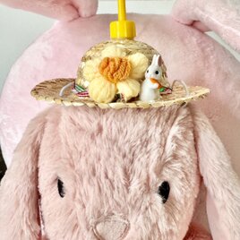 うさぎさん用麦わら帽子タケコプター付き