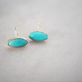 【colors】 18kgp ターコイズオーバルフックピアス